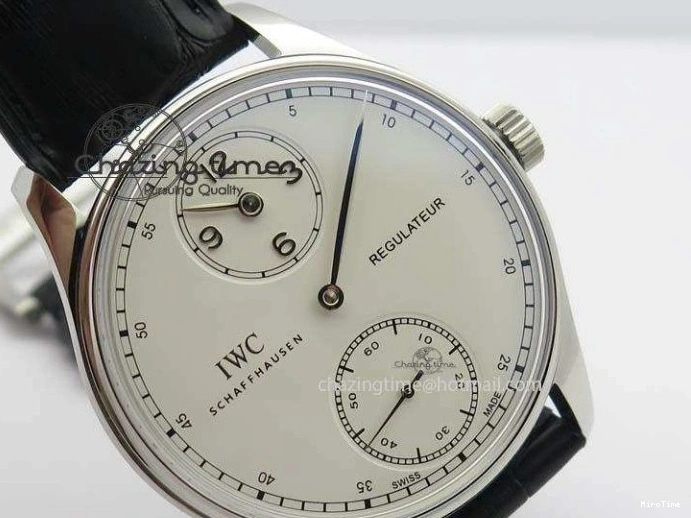 MIROTIME 1230 Effortless Portuguese IW544404 SS White Dial On Black Leather Strap A 7257
